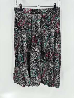 Vintage 80s Greenwich Square Pleated Skirt 13/14 Abstract Geometric Midi USA